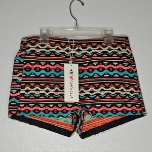 H&M Coachella High Waist pink & turquoise Shorts with Bold Geometric Pattern 8
